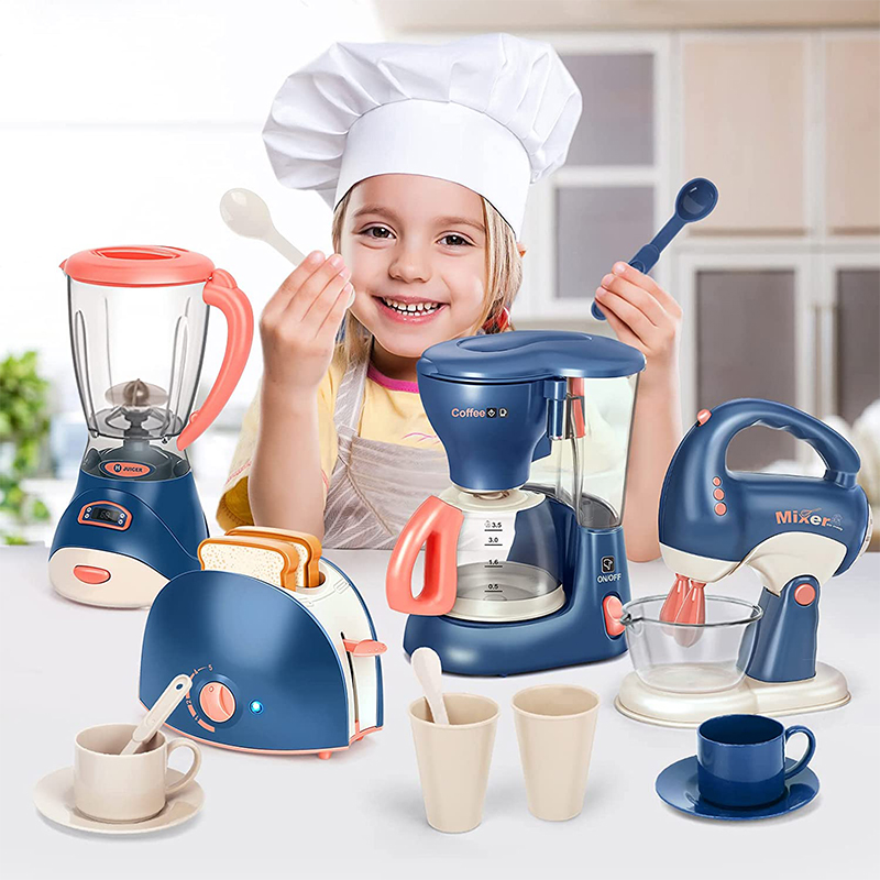 Kids Outdoor Kitchen Accessories - Mini-huishoudelijke apparaten Keukenspeelgoed, fantasiespelset met koffiezetapparaat